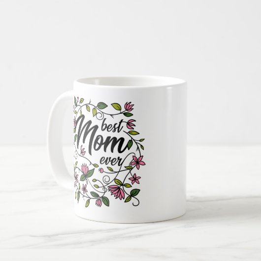 Beste Mama je florale Tasse (Vorderseite Links)
