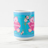 Beste Mama je Florida Pink Teddy Bär Blau Kaffeetasse (Mittel)