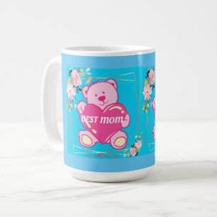 Beste Mama je Florida Pink Teddy Bär Blau Kaffeetasse