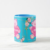 Beste Mama je Florida Pink Teddy Bär Blau Tasse (Zentrum)