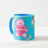 Beste Mama je Florida Pink Teddy Bär Blau Tasse (Vorderseite Links)