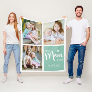 Beste Mama je Foto Collage Aquamarin Fleecedecke