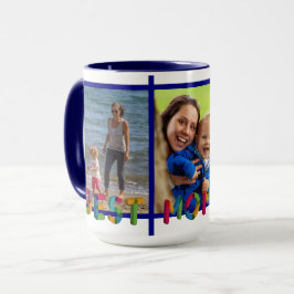 Beste Mama je Foto Collage Personalisiert blau Tasse