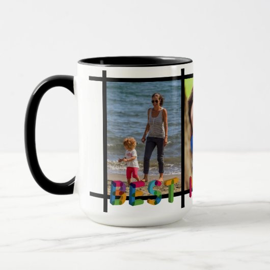 Beste Mama je Foto Collage Personalisiert Schwarz Tasse (Links)