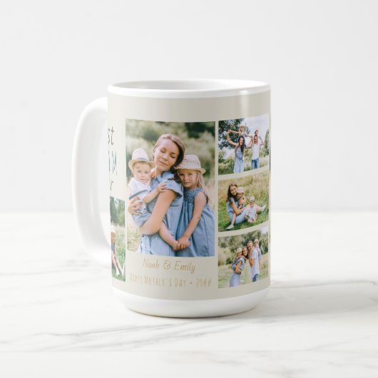 Beste Mama je Foto Collage Personalisiert Stone Kaffeetasse (Vorderseite Links)