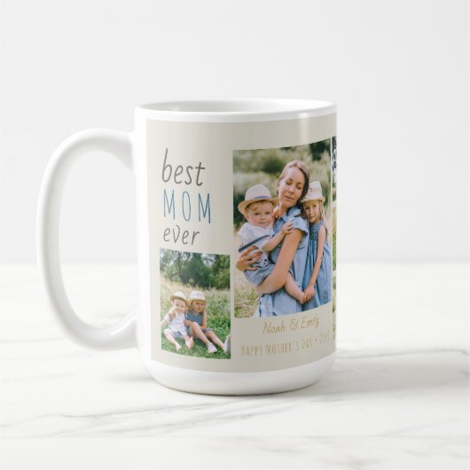Beste Mama je Foto Collage Personalisiert Stone Kaffeetasse (Links)
