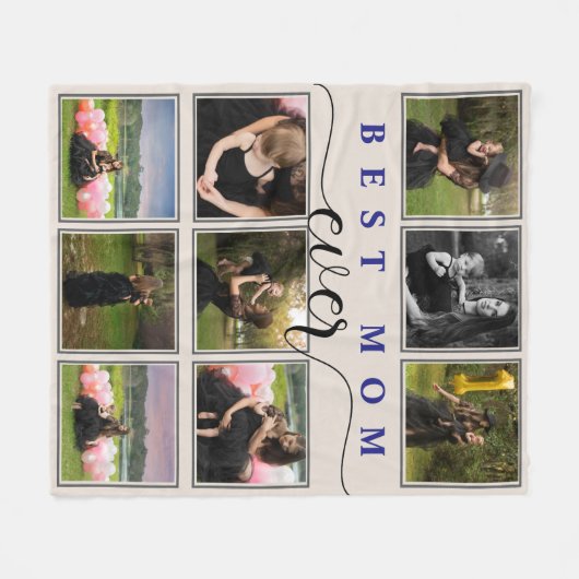 Beste Mama je Foto Collage Script Fleece Blankon (Vorderseite (Horizontal))
