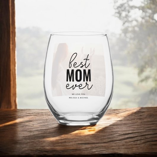 Beste Mama je Foto Edelstahlglas Weinglas Ohne Stiel