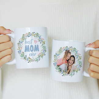 Beste Mama je | Foto Floral Wreath Kaffeetasse