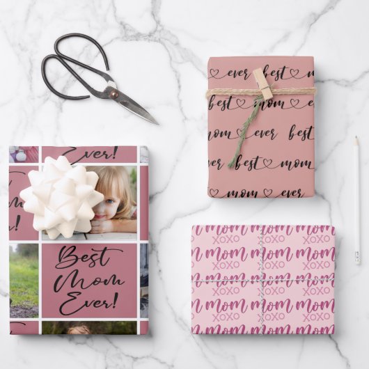 Beste Mama je Foto Geschenkpapier Set (Vorderseite)