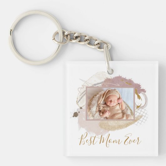 Beste Mama je Foto Moderne Schlüsselanhänger (Vorderseite)
