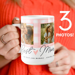 Beste Mama je Foto Mütter Gingham Niedliches Skrip Kaffeetasse