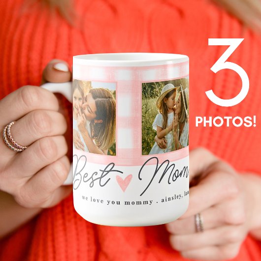 Beste Mama je Foto Mütter Gingham Niedliches Skrip Kaffeetasse