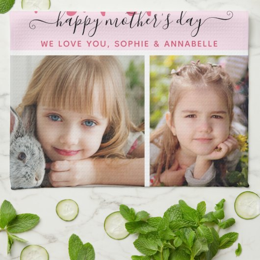 Beste Mama je Foto Muttertag Geschirrtuch (Gefaltet)