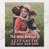 Beste Mama je Foto Personalisiert Weinetikett (Einzelnes Label)