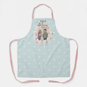 Beste Mama je Foto Rosa Blumenreath Blau Schürze (Vorderseite)