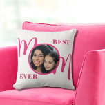 Beste Mama je Foto Rosa Kissen<br><div class="desc">Dieses Kissen mit der besten Mama je Foto ist mit dem Wort Mama in stilvoller rosa Typografie dekoriert. Einfach mit Ihrem Foto anpassbar. Macht ein perfektes Muttertagsgeschenk.</div>