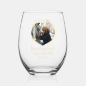 Beste Mama je Foto Vorname Datum Weinglas Ohne Stiel (Vorderseite)