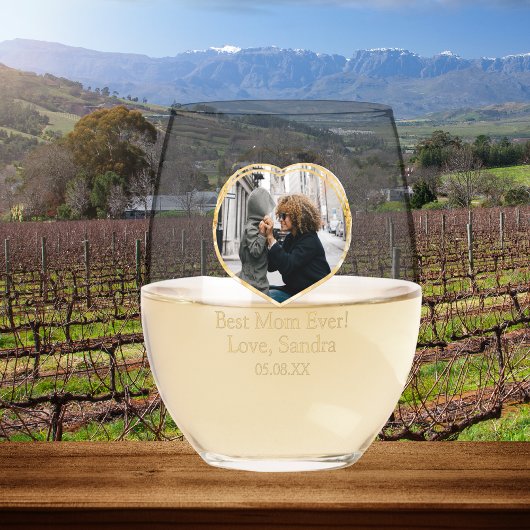 Beste Mama je Foto Vorname Datum Weinglas Ohne Stiel