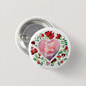 Beste Mama je, Geburtstag - Muttertagsgeschenk Button (Vorne & Hinten)