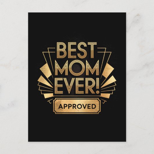 Beste Mama je, genehmigt - Goldenes Textdesign Postkarte (Vorderseite)
