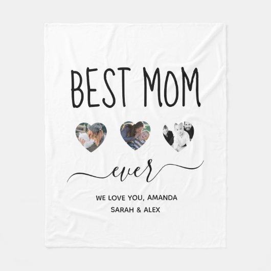 Beste Mama je, Geschenk für 3 Foto Mütter Fleecedecke (Vorderseite)