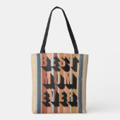 Beste Mama je gewagte Typografie 70er Retrostreife Tasche (Rückseite)