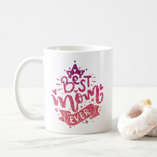 BESTE MAMA JE GLITZER CUSTOM-TYPOGRAFIE KAFFEETASSE