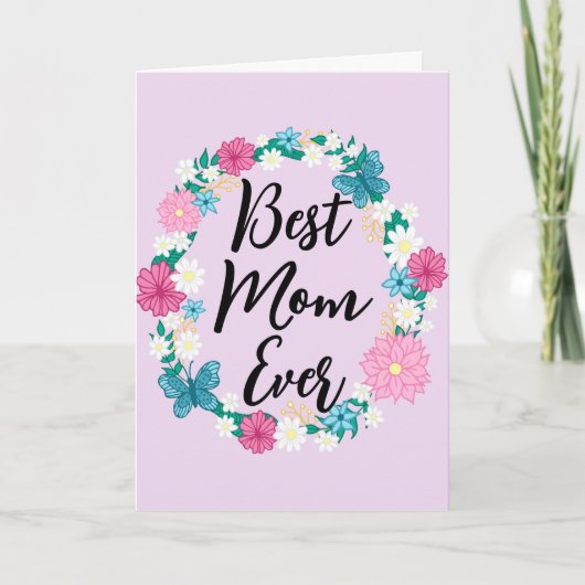 Beste Mama je glücklicher Muttertag Blumenreath Karte (Vorderseite)