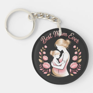 "Beste Mama je" - Glühende Liebe in Gold und Rosa Schlüsselanhänger