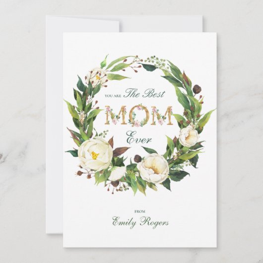 Beste Mama je Gold Blumenschrift Save The Date (Vorderseite)