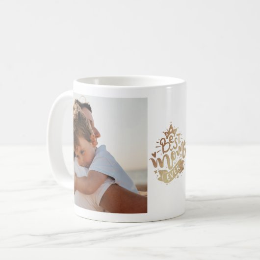 Beste Mama je Gold Briefe Foto Collage Mommy Kaffeetasse (Vorderseite Links)