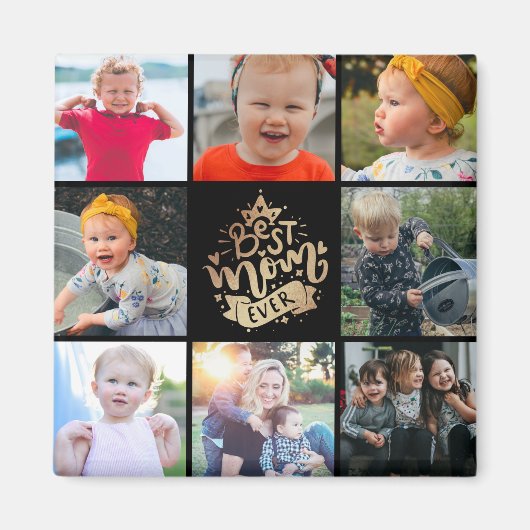 Beste Mama je Gold Foto Collage Geschenkmagazin Magnet (Vorne)