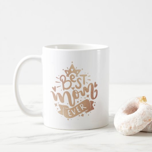 Beste Mama je Gold Letting Typografy Magic Tasse (Mit Donut)