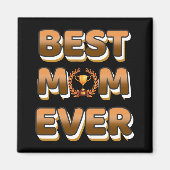 Beste Mama je Goldener Text mit Trophäe Magnet (Vorne)