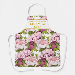 Beste Mama je Goldname Rosa Pénées Floral Schürze