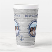 Beste Mama je Grau-Holz Nautical Navy Anchor Milchtasse (Vorderseite)