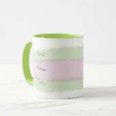 Beste Mama je grün und rosa Streifenmuster Tasse (Vorderseite Links)