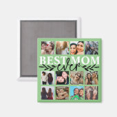 Beste Mama je grüne Collage Kalligraphie Magnet (Vorderseite/Rückseite)