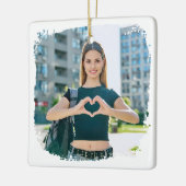 Beste Mama je Grunge Border Foto Keramikornament (Links)