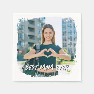 Beste Mama je Grunge Border Foto Serviette
