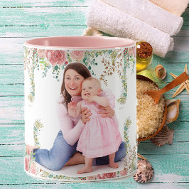 Beste Mama je Grünpflanzen Blumenmutter Baby Foto Tasse