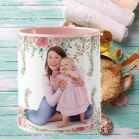 Beste Mama je Grünpflanzen Blumenmutter Baby Foto Tasse
