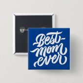 Beste Mama je handgeschriebenes Skript Navy Blue Button (Vorne & Hinten)
