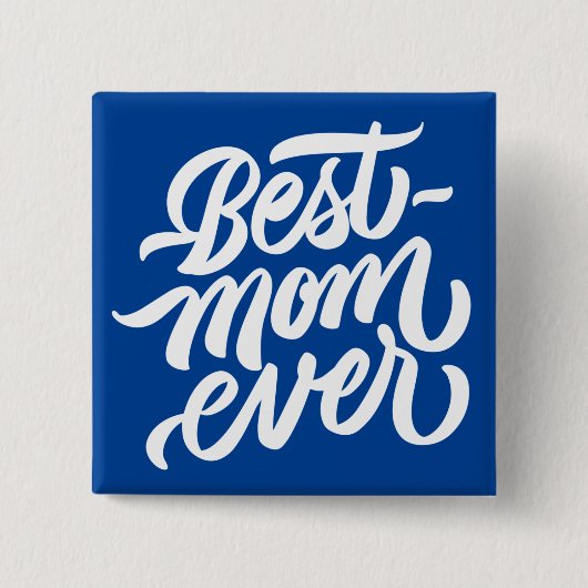 Beste Mama je handgeschriebenes Skript Navy Blue Button (Vorderseite)