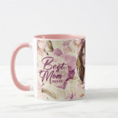 Beste Mama je Herz Blume Foto Kronmutter Tasse (Links)