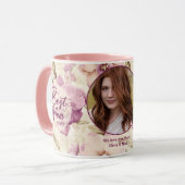 Beste Mama je Herz Blume Foto Kronmutter Tasse (Vorderseite Links)