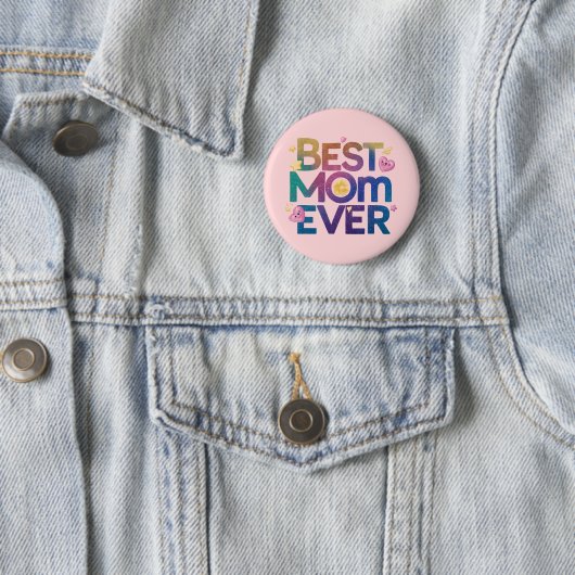 Beste Mama je Herz und Blume Button (Beispiel)