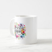 Beste Mama je Herz und Blume Kaffeetasse (Vorderseite Links)