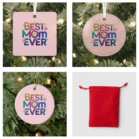 Beste Mama je Herz und Blume Keramik Ornament